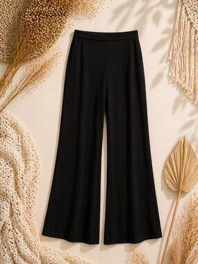 Lulus Black Wide Leg Dress Pants XS Small High Rise Flowy Minimalist